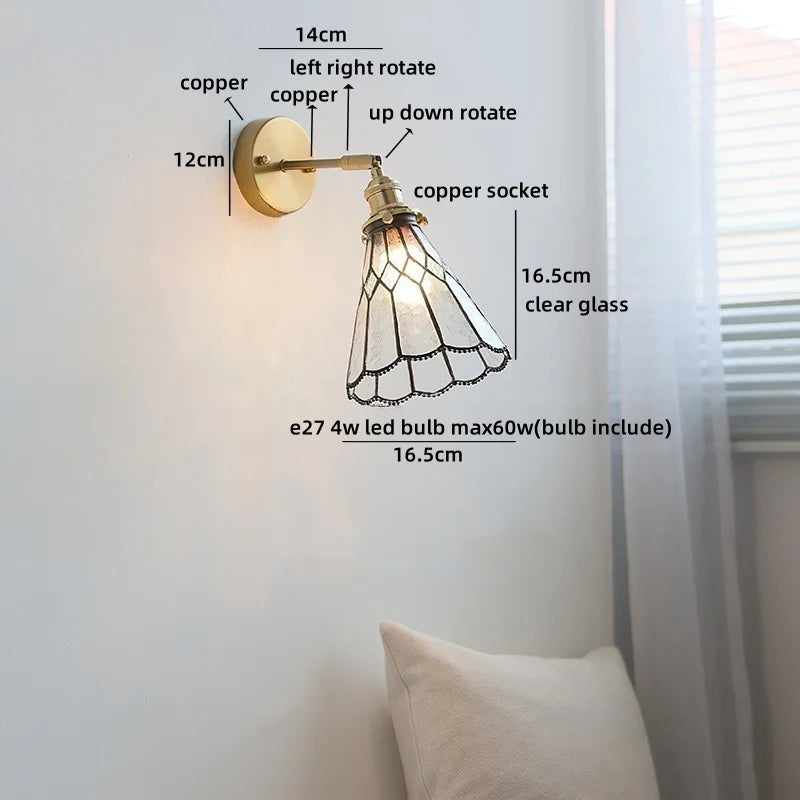Isabelle Vintage Blue Glass Copper LED Wall Sconce