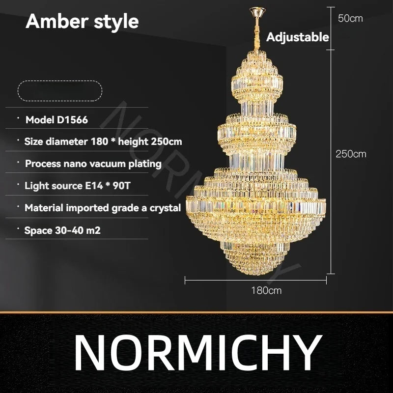 Luxury Hollow Crystal Pendant Chandelier for Villa and Hotel Lobby