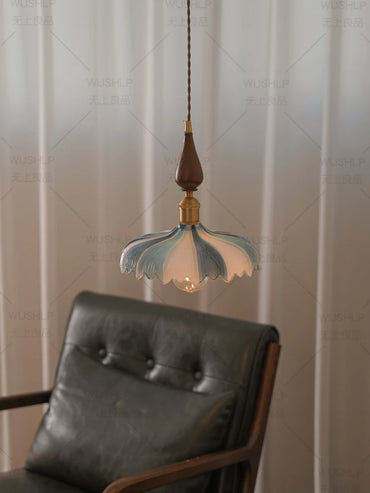 Elise Retro Glass Petal Bedside Pendant Light Chandelier