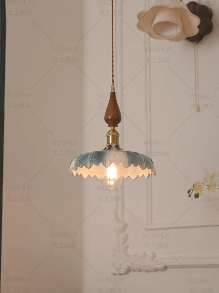 Elise Retro Glass Petal Bedside Pendant Light Chandelier