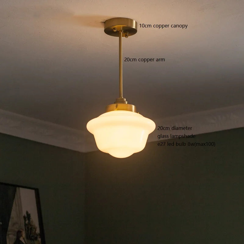 Élodie Glass Pendant Light with Copper Finish