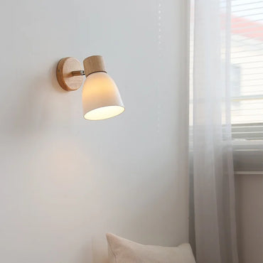 Chloé Ceramic Wall Light with Wood Accent