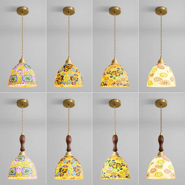 Isabelle Shell Glass Pendant Light Art Deco Bedside Lamp