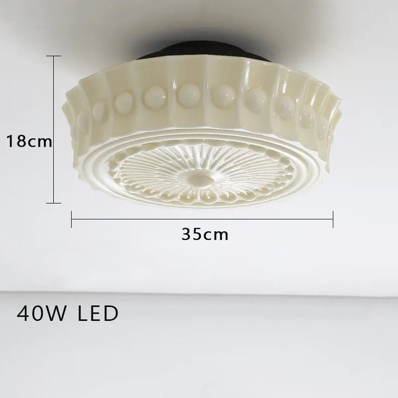 Léonie Cream Glass Hanging Ceiling Light with Chain
