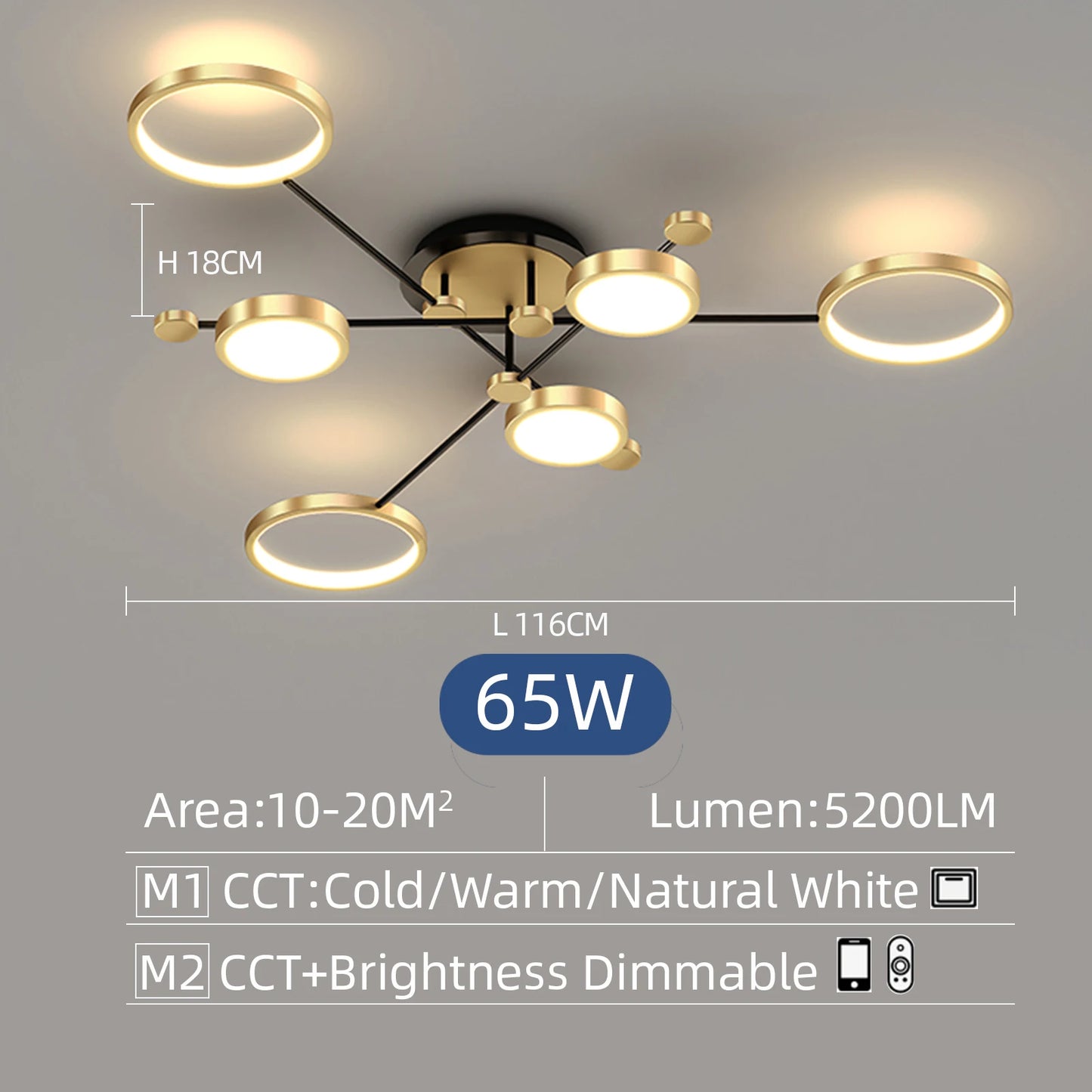 Auriane Nordic Gold Black LED Ceiling Pendant Light