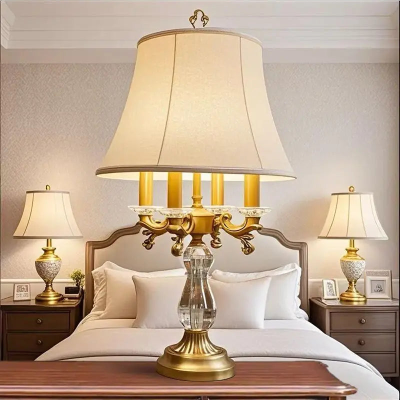 European Crystal Table Lamp with Art Deco Design for Bedroom Decor