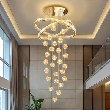 Aurielle Crystal Cascade Spiral Staircase Chandelier