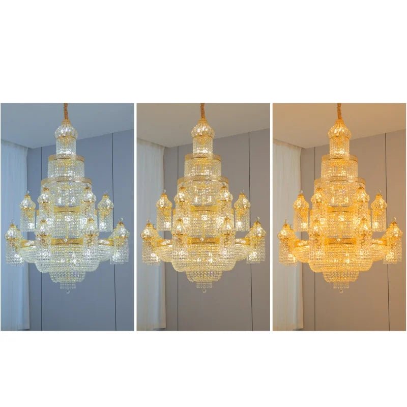 Isabelle Palace Crystal Chandelier Luxury Duplex Staircase Light