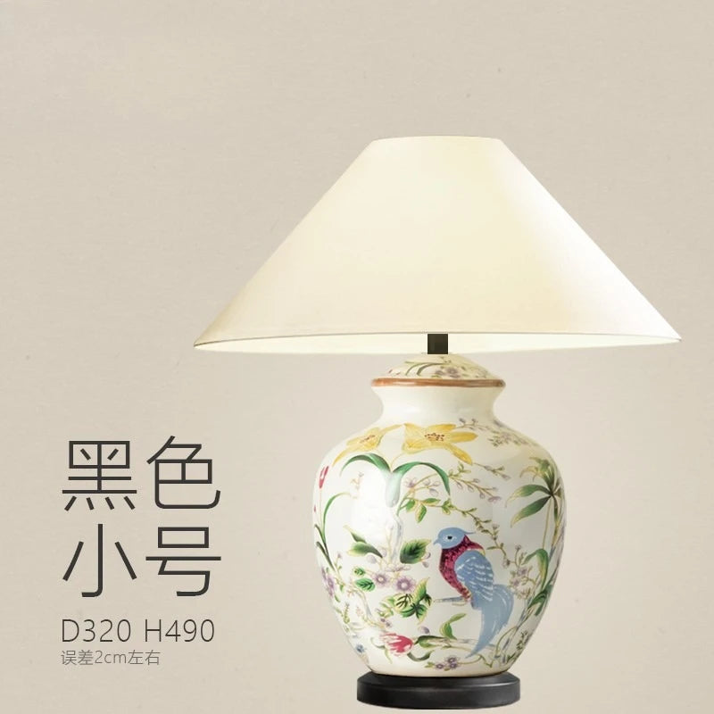 Flower and Bird Ceramic LED Floor Lamp for Bedroom and Living Room