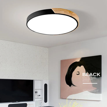 Camille Nordic Macaroon Wooden Circular LED Ceiling Light