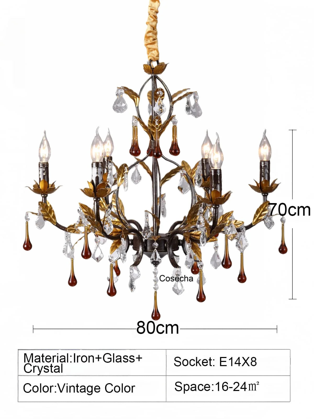 Isabelle Gold Crystal Chandelier for Dining & Living Spaces
