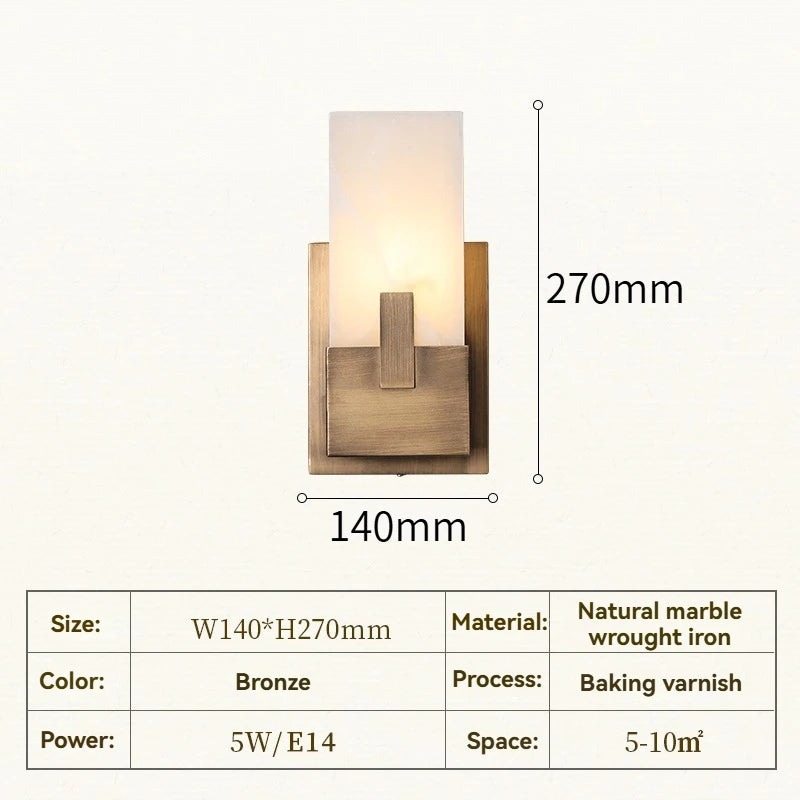 Madeleine Marble Wall Lamp Minimalist Bedside Sconce Light