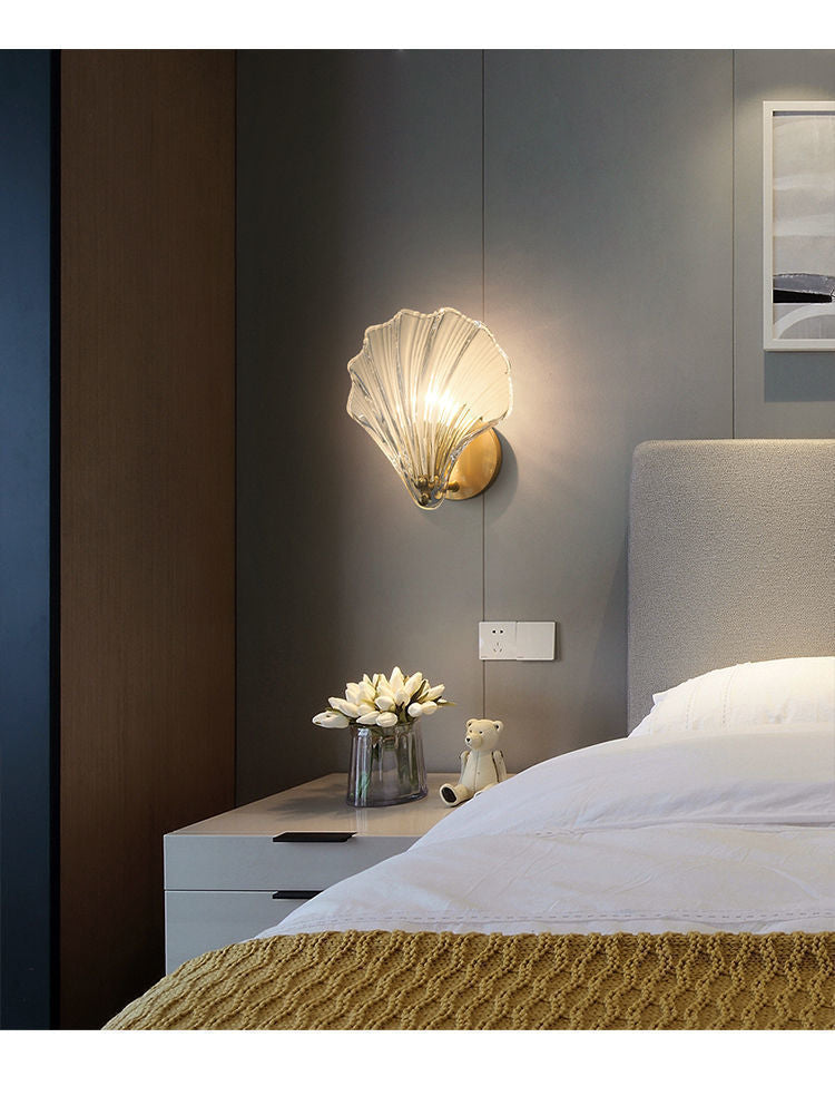 Isabelle Sea Shell Glass LED Wall Sconce Gold Accent Lamp