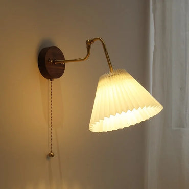 Camille Adjustable Fabric Wall Lamp with Copper Arm