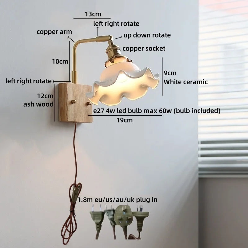 Amélie Vintage Ceramic Flower Wall Light