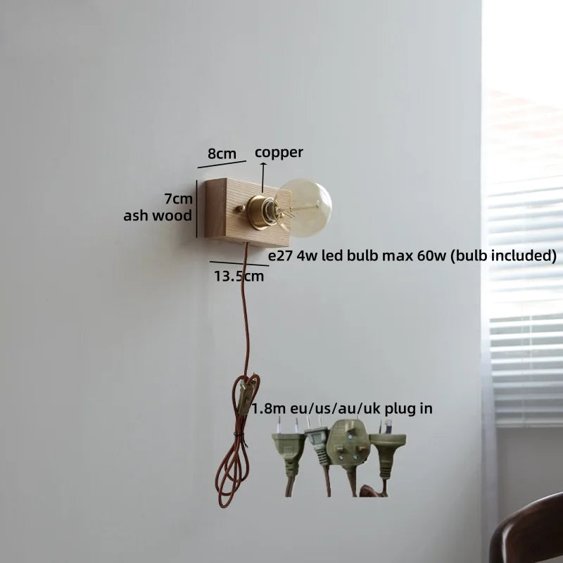 Sakura White Ceramic Walnut Wood LED Wall Lamp Japan Style