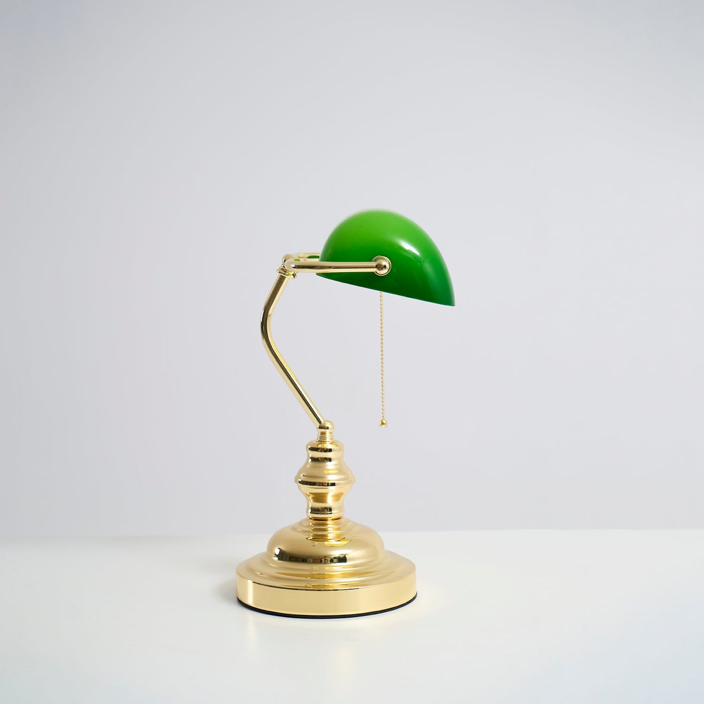 Colette Vintage Bankers Table Lamp with Green Glass Shade