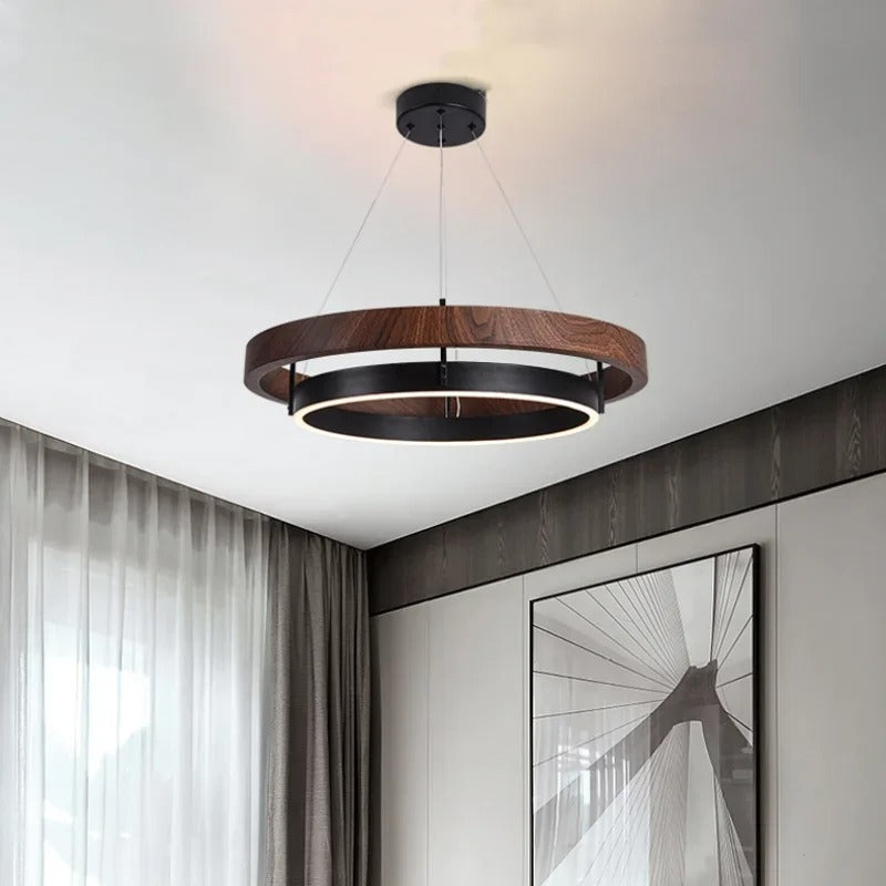Amélie Circular Wood Grain Pendant Light