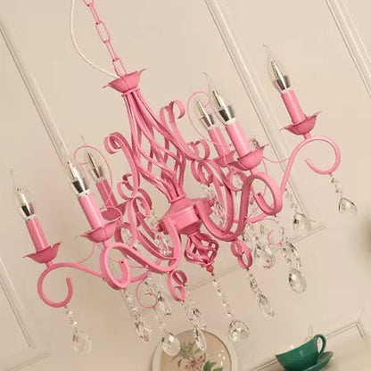 Clémence Pink Candle & Crystal Chandelier