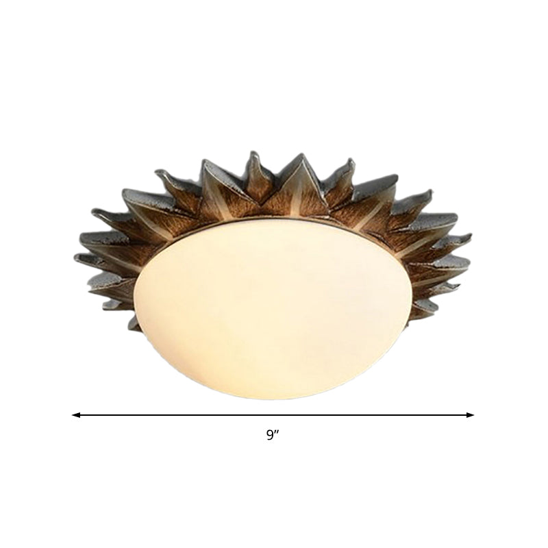 Geneviève Vintage Sunburst Opal Glass Flush Ceiling Light