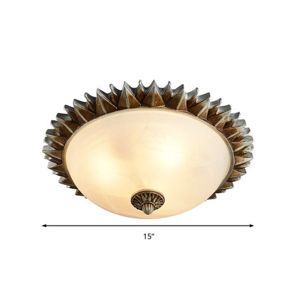 Geneviève Vintage Sunburst Opal Glass Flush Ceiling Light