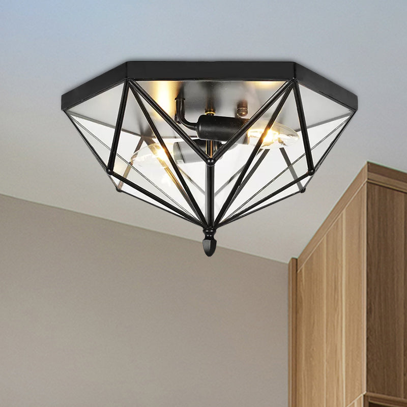 Sophie Vintage Polyhedron Glass Flush Ceiling Light