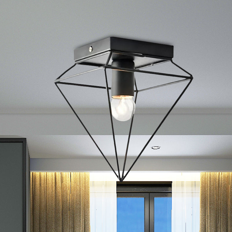 Chloé Industrial Diamond Cage Flush Ceiling Light