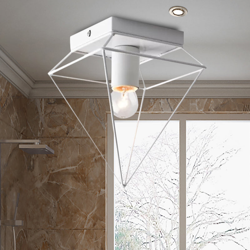 Chloé Industrial Diamond Cage Flush Ceiling Light