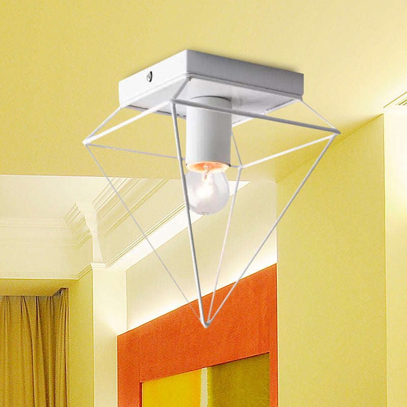 Chloé Industrial Diamond Cage Flush Ceiling Light