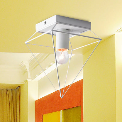 Chloé Industrial Diamond Cage Flush Ceiling Light