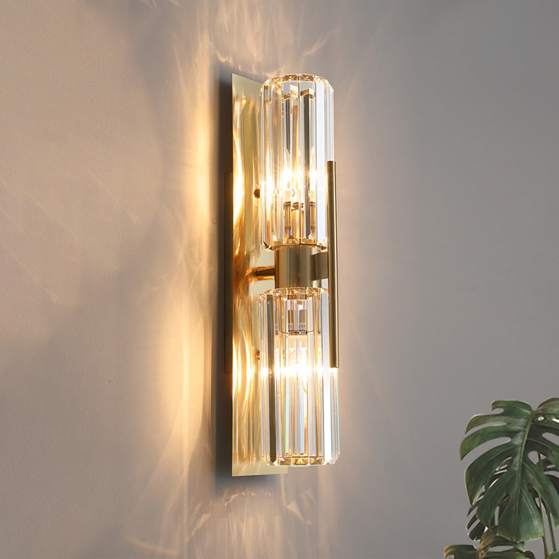 Isabelle Tubular Wall Lamp with Clear Crystal and Gold Finish