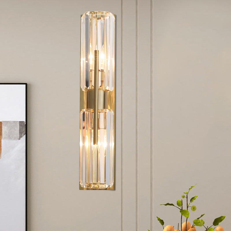 Isabelle Tubular Wall Lamp with Clear Crystal and Gold Finish