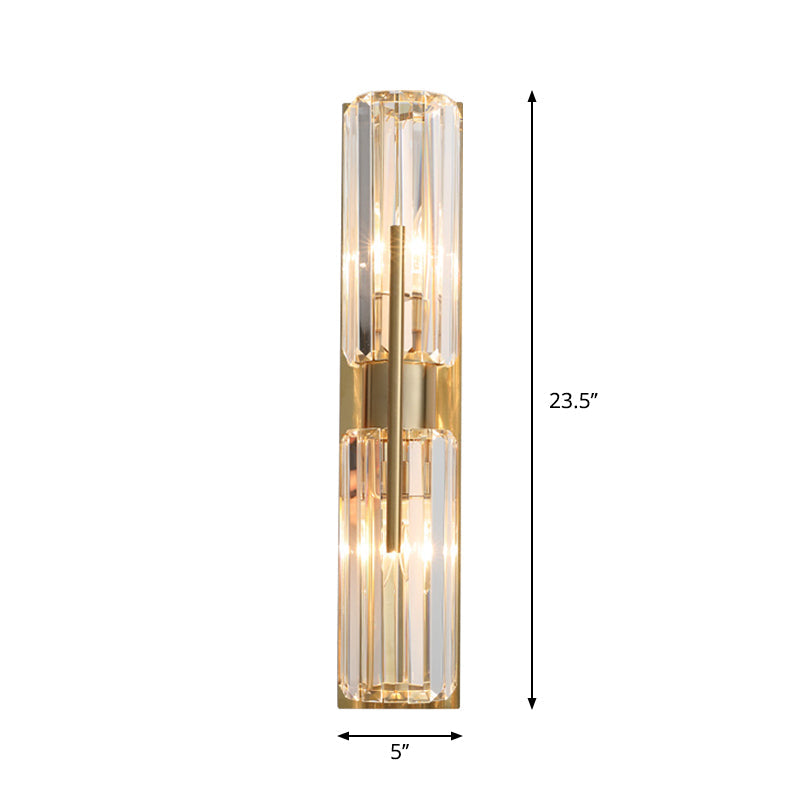 Isabelle Tubular Wall Lamp with Clear Crystal and Gold Finish