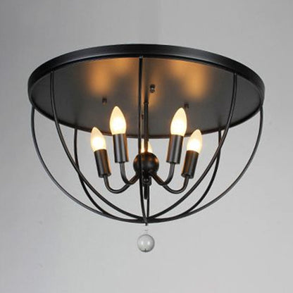 Madeleine Industrial Wire Cage Crystal Flush Ceiling Light