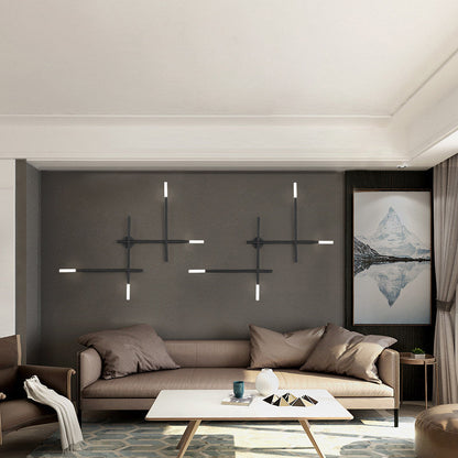 Camille Crossed Lines Wall Lamp with Black/Gold Finish and 4 LEDs
