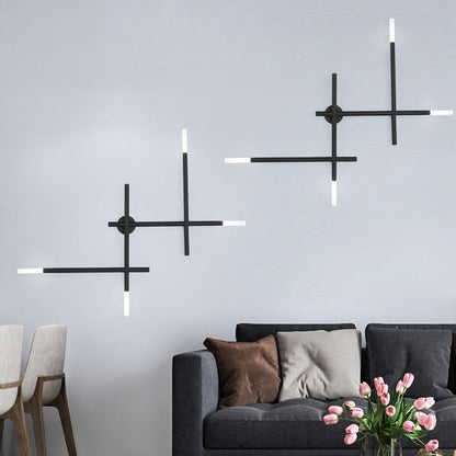 Camille Crossed Lines Wall Lamp with Black/Gold Finish and 4 LEDs