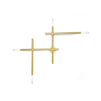 Camille Crossed Lines Wall Lamp with Black/Gold Finish and 4 LEDs