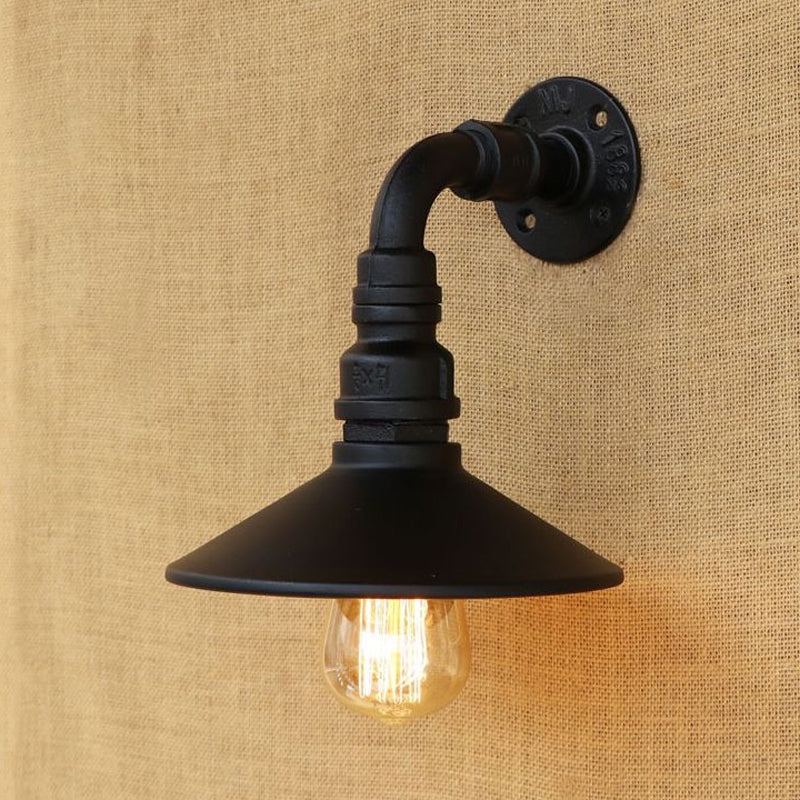 Aurélie Conic Shade Steampunk Wall Sconce Brass/Black