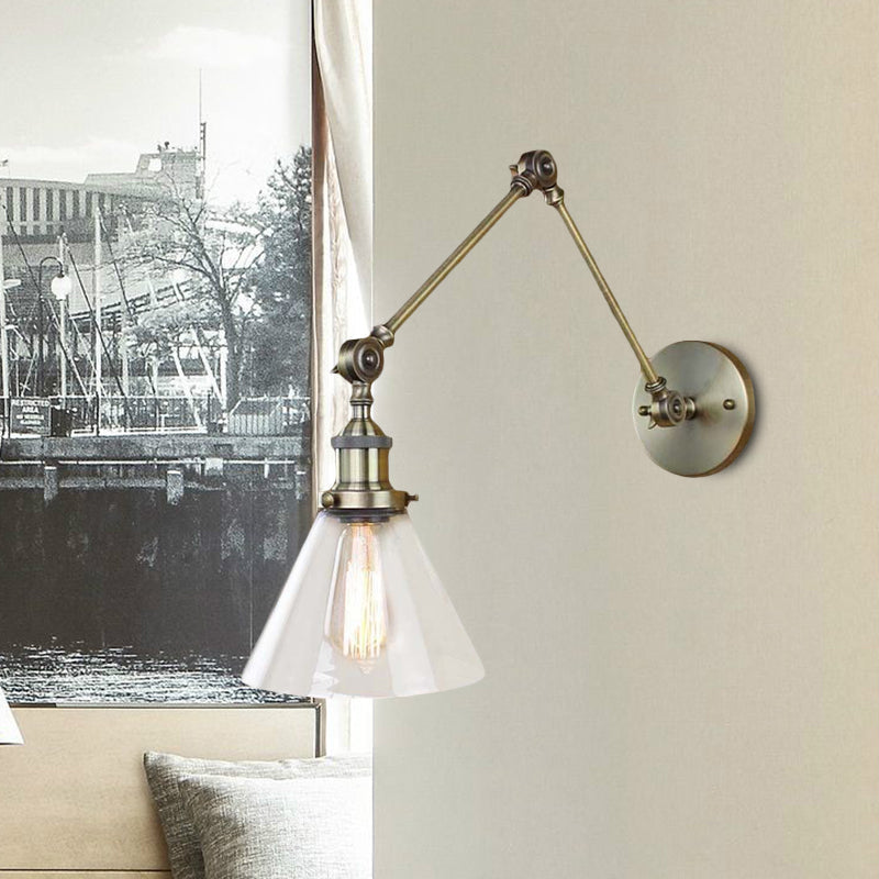 Lucienne Vintage Swing Arm Glass Wall Sconce Lamp