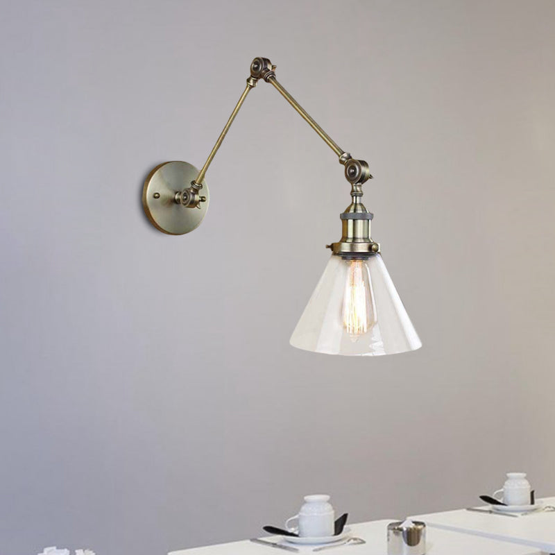 Lucienne Vintage Swing Arm Glass Wall Sconce Lamp