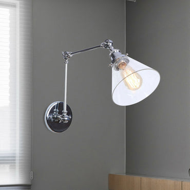 Lucienne Vintage Swing Arm Glass Wall Sconce Lamp