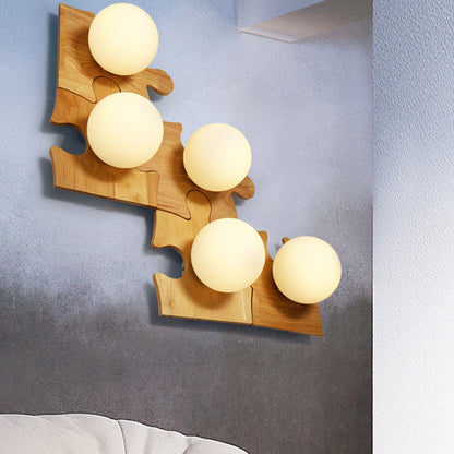 Amélie Wooden Orb Glass Wall Light Sconce