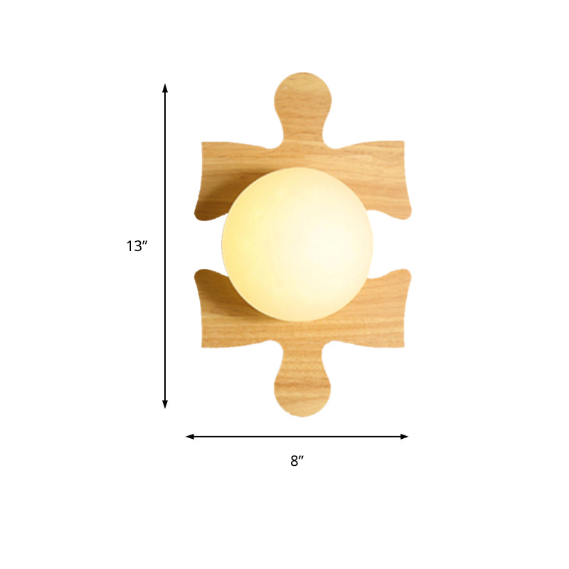 Amélie Wooden Orb Glass Wall Light Sconce