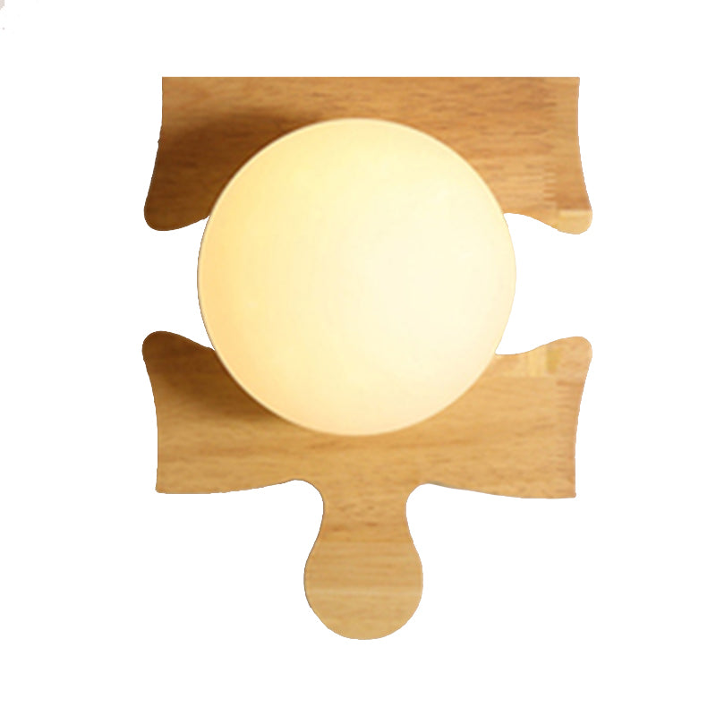 Amélie Wooden Orb Glass Wall Light Sconce