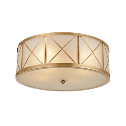 Geneviève Cream Glass Gold Flush Ceiling Light