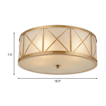 Geneviève Cream Glass Gold Flush Ceiling Light