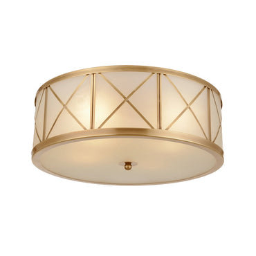 Geneviève Cream Glass Gold Flush Ceiling Light