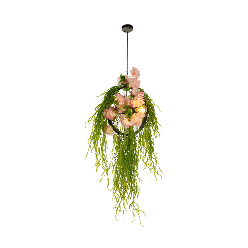 Amélie Wheel Pendant Chandelier with Rose Decor