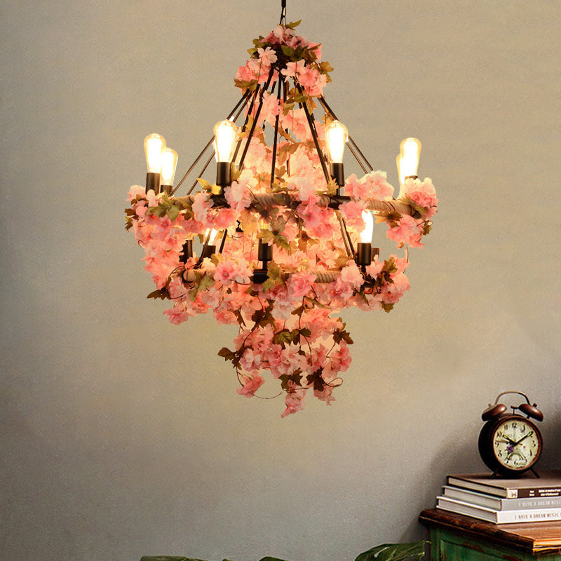 Adèle Bare Bulb Floral Rope Chandelier Light