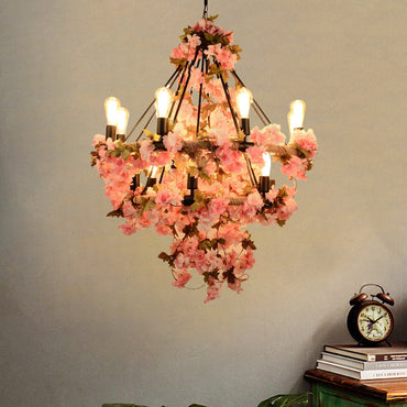 Adèle Bare Bulb Floral Rope Chandelier Light